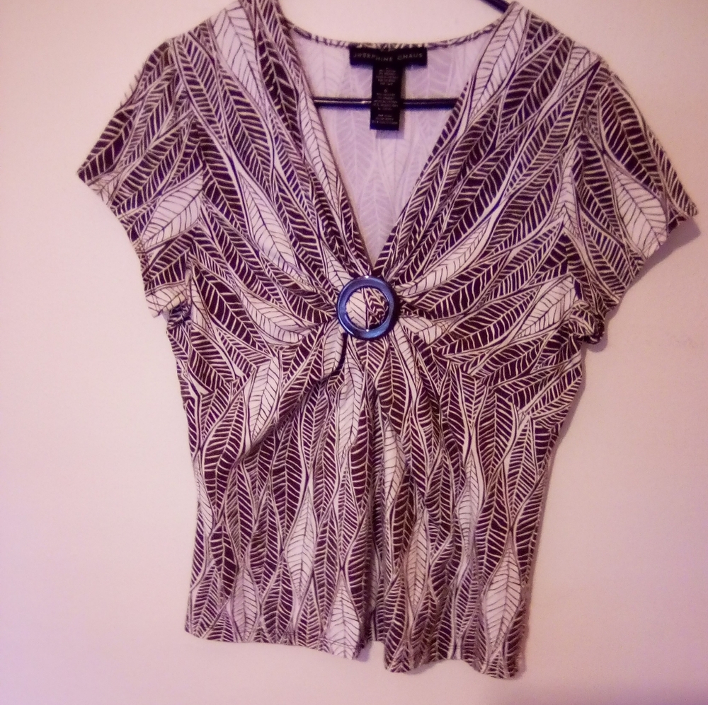 Beautiful Josephine Chaus blouse in brown and cream